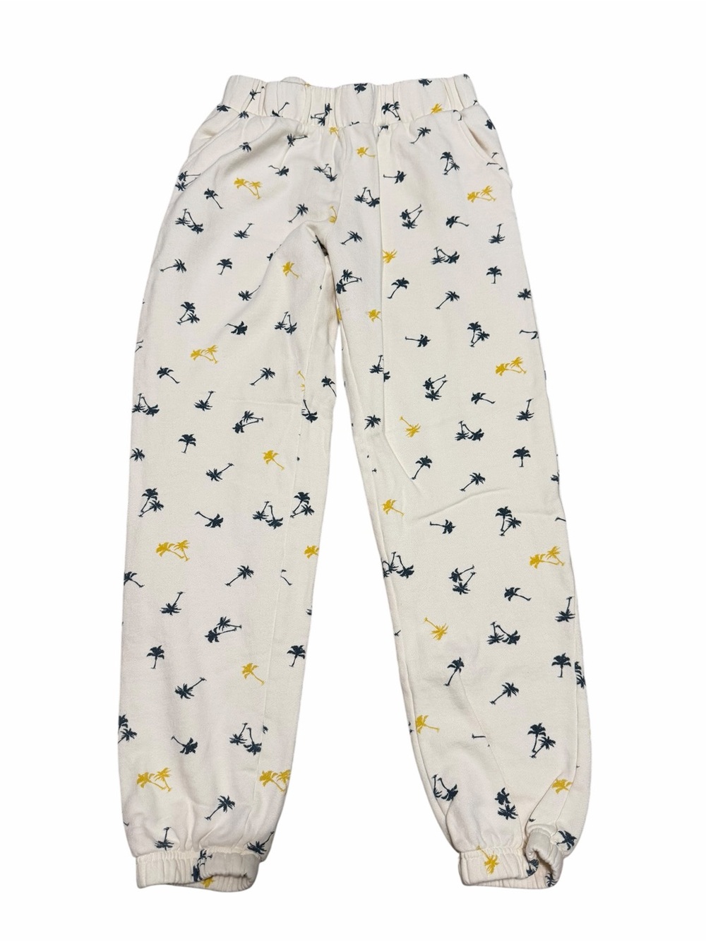 O'Neill Women's Palm Tree Fleece Jogger Sweatpants |โ Cream Navy Yellow | Small